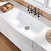 VAPSINT 33 Inch White Farmhouse Sink,Ceramic Apron Front Fireclay Sink Handcrafted Single Bowl Farmhouse Kitchen sink Undermount Porcelain Farm Sink