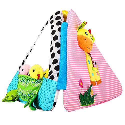 Zooawa Baby Soft Cloth Activity Book, 3D Stereo Animal Mirror Book Early Development Educational Cognitive Toy for Toddlers & Kids - Colorful