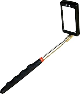 Dapetz ® 2 LED Light Extending Telescopic Inspection Work Mirror with Chrome Grip Handle and Shatter-Resistant Glass Mirror Sits on a 360° Swivel, Extendable from 29cm to 87cm
