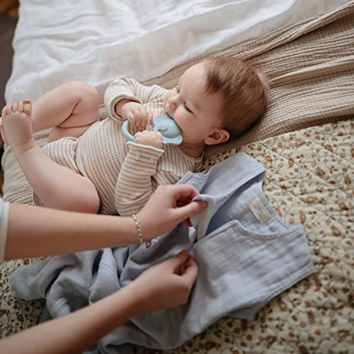 Image of mushie Baby Wearable Blanket | 100% Organic Cotton Muslin | Sleeping Bag For Infants (Baby blue)