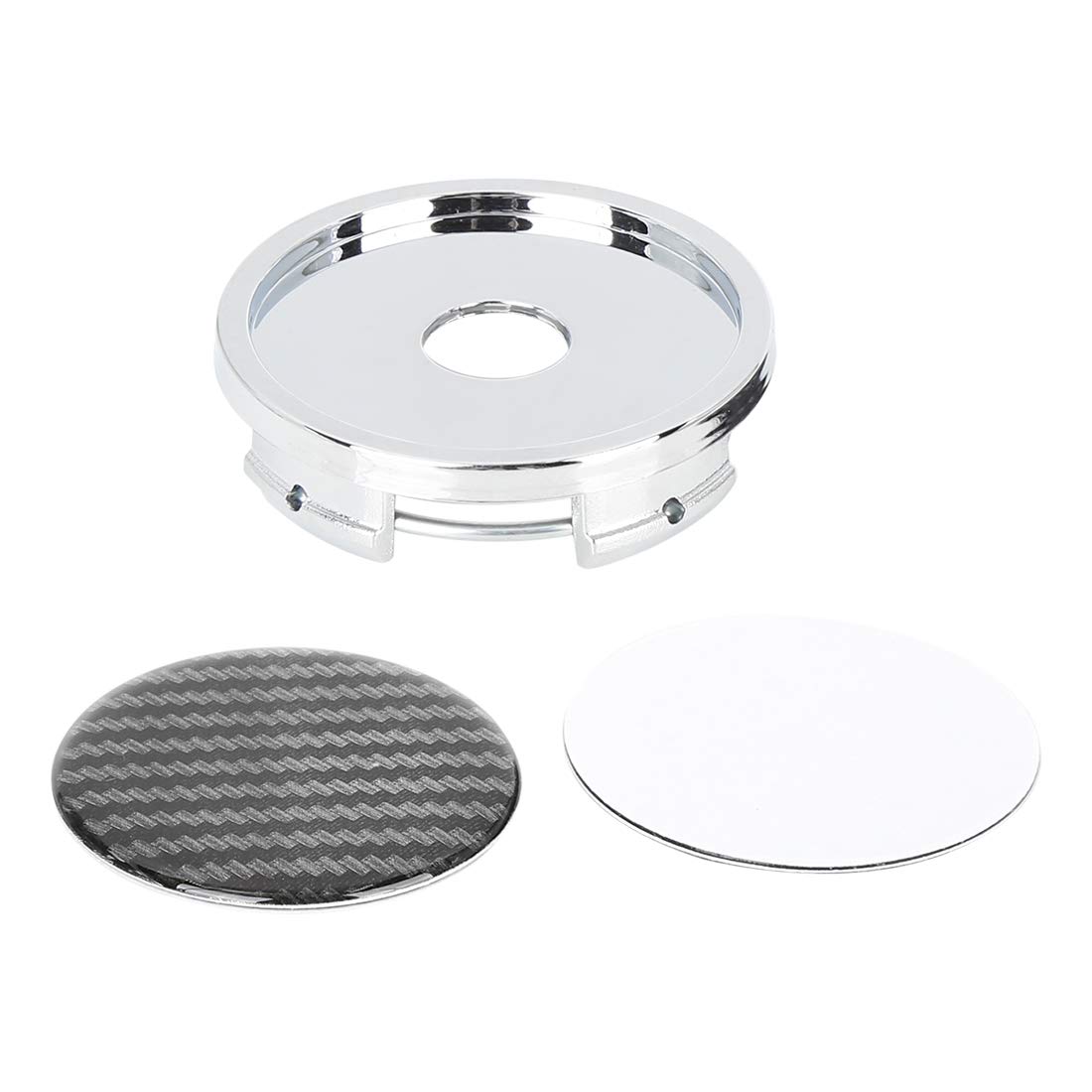 X AUTOHAUX Enjoliveurs De Moyeu De Roue 4 Pcs pour Automobile Carbone Fibre | Diamètre Extérieur 57mm, Base 51.7mm, Hauteur 16mm, Clip 54mm, ABS & Aluminium, Avant/Arrière