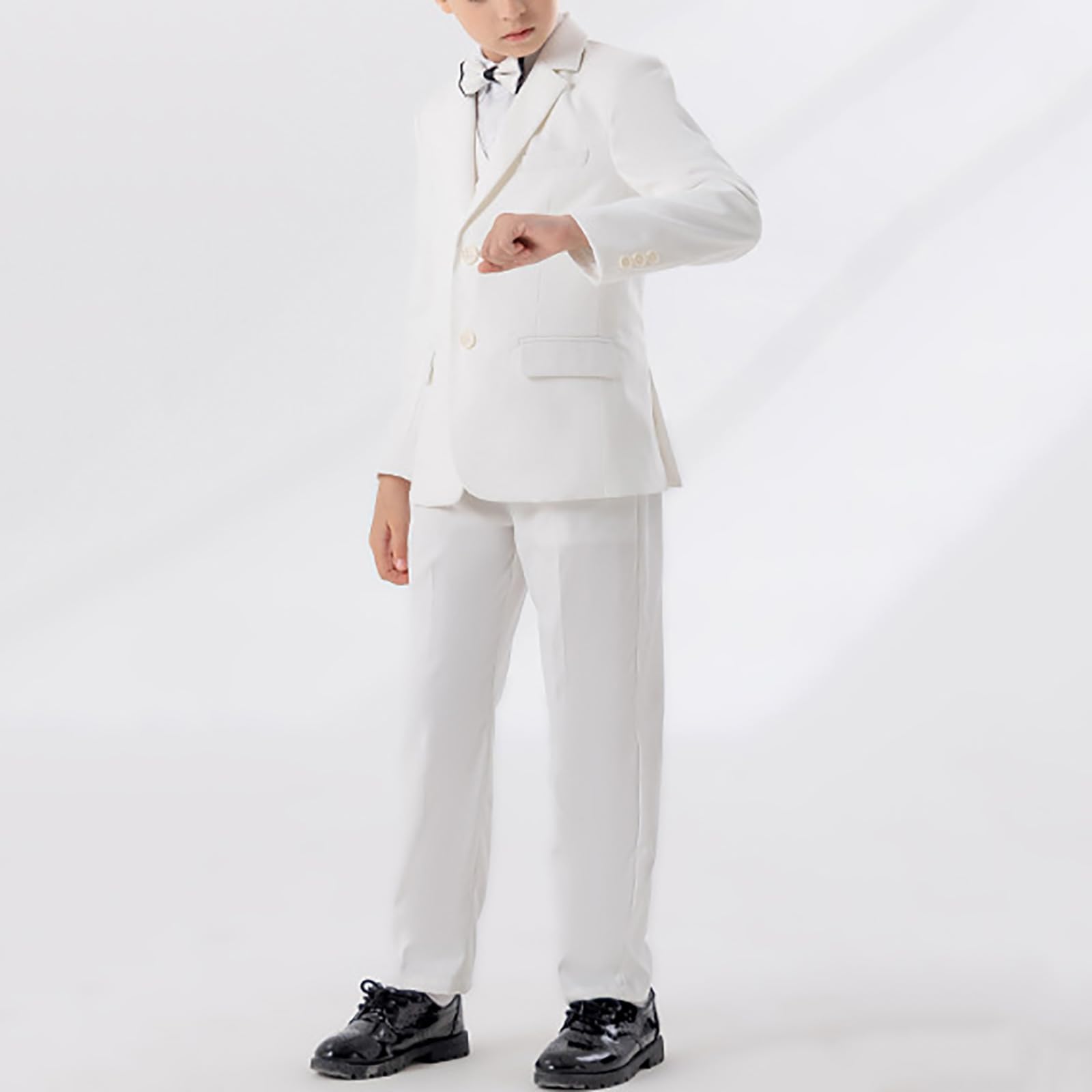 Conjunto De Traje para Niños 5 Piezas Abrigo Elegante Estilo Británico Elegante Pantalones Pajarita Práctica Festivo Fiesta Cumpleaños De Ajustado para Bodas Bautizos Y Eventos Formales Infantiles