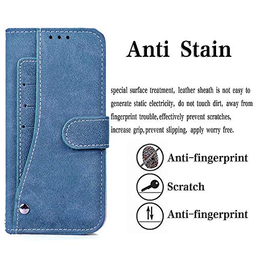 Asuwish Moto E5/G6 Play Wallet Case,Luxury Leather Phone Cases With Credit Card Holder Slot Stand Kickstand Book Rugged Flip Folio Protective Cover For Motorola Moto E 5 Women Men Girls Blue #TOP4