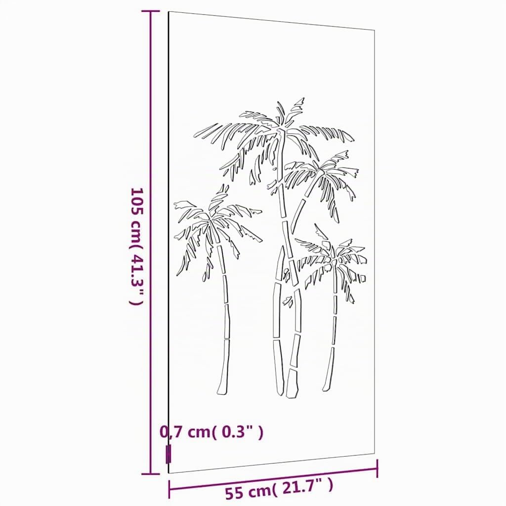 vidaXL Décoration murale jardin 105x55 cm acier corten design palmier, décoration murale extérieure, art mural de jardin, décoration murale en métal
