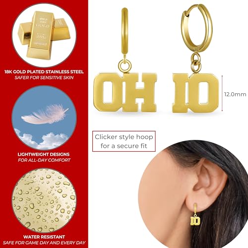 Stone Armory Earrings for Ohio State Buckeyes – 18K Gold Plated Stainless Steel Jewelry Designed for Sensitive Skin – A Gift for Ohio State University Fans, Women, and Graduates by Stone Armory - Image 3