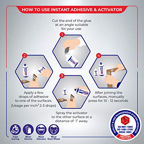 MITREAPEL Super CA Glue (3 x 3.5 oz) with Spray Adhesive Activator (3 x 13.5 fl oz) - Crazy Craft Glue for Wood, Plastic, Metal, Leather, Ceramic - Cyanoacrylate Glue for Crafting & Building (3 Pack) - Thumbnail 2