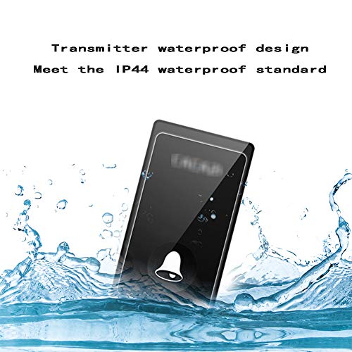 Timbre inalámbrico, IP44 impermeable con 1 botón pulsador y 5 receptores enchufables, 58 melodías, 4 niveles de volumen ajustables, ideal para el hogar y la oficina
