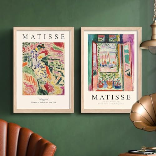 Image of NoWorries Classic Abstract Wall Art Framed Painting Set | Matisse Inspired Modern Art Posters Frame | Premium 300 GSM Paper Print with Synthetic Wooden Frames | Elegant Wall Decor for Living Room, Bedroom, Studio & Office (Set of 2) (NATURAL, ART-2, 13X19INCHES)
