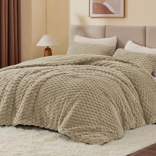 Image of BEDELITE Fluffy Twin /Twin XL Comforter Set, Taupe Bed Set 2 Pieces