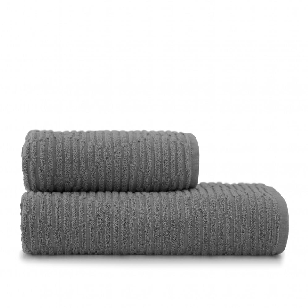Zwoltex - Toalla de Mano y Toalla de baño Grande 50x90 cm 70x140 Set Gris Lamel - algodón Egipcio, Juegos de Toallas de Sauna, Toallas de Playa, Toalla de baño