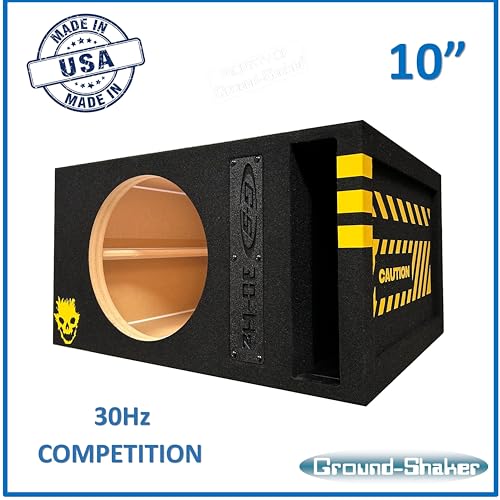Image of 30HZ Reinforced Competition Single Ported Sub Box Sub Woofer Enclosure Speaker Box Car Audio Subwoofer Ground Shaker Box Ground-Shaker (Skull Yellow, 10 inch)