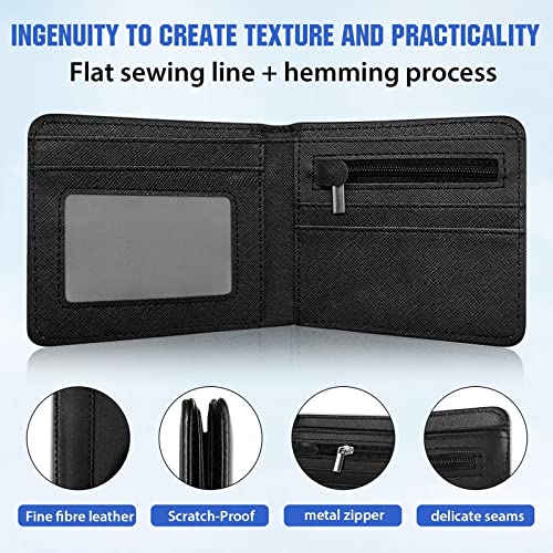 Teen Boys Cool Wallet Funny Leather Wallets Credit Id Card Cash Holder Black Rfid Blocking Zipper Cute Kawaii Aesthetic Wallets With Coin Pocket Id Window For Teen Boy Male Youth Guys Men Teenager #TOP1