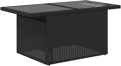 Miniatura 7 de 9-Piece Garden Sofa Set in Black and Cream White, Modern Outdoor Furniture with Weather-Resistant PE Rattan and Comfortable Cushions, Modular