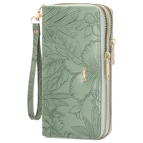 Wallet for Women Clutch Double Zip Around Credit Card Holder Leather Women's Wallet Large Capacity