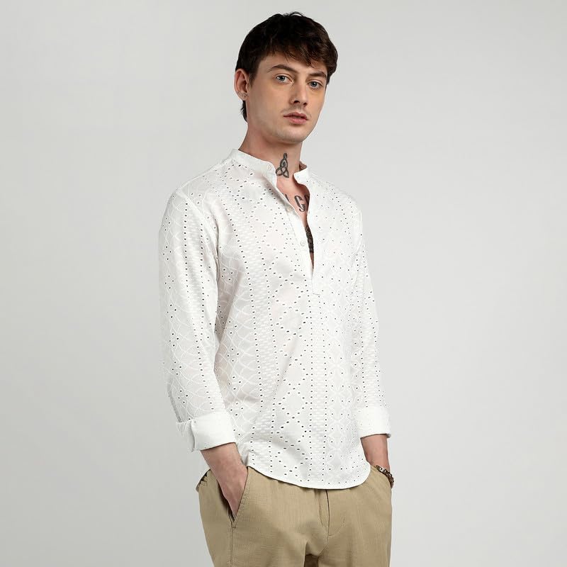Image of CAHOOT Men'sTartan Plaid Shirt for Casual Wear | Spread Collar | Long Sleeve | Button Closure | Shirt Crafted with Comfort Fit for Everyday Wear