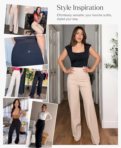 Popilush Work Pants Women - High Waisted Dress Pants Comfy Work Office Trousers with Pockets Business Casual Outfits2