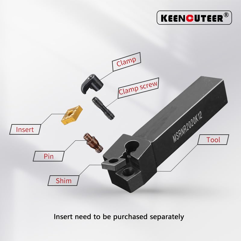 1pc MSRNR2020 MSRNR2525 MSRNR3232 External Turning Tool MSRNR MSRNL Lathe Bar Turning Holder CNC Cutting Tool Cutter Bar(MSRNR2020K12)