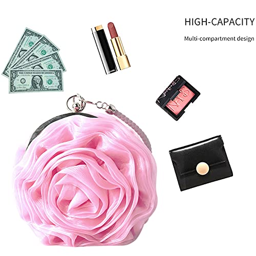 Image of Buddy Women Rose Shaped Clutch Soft Satin Wristlet Handbag Wedding Party Purse