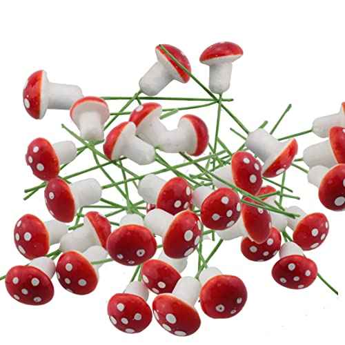 Yhxixi 50Pcs Mini Foam Mushroom Garden Decoration Flower Pot Bonsai Micro Landscape Decoration Artificial Plant Flower For Wedding Fungus Decoration Diy Wreath Gift Red Decorative Mushroom #TOP26