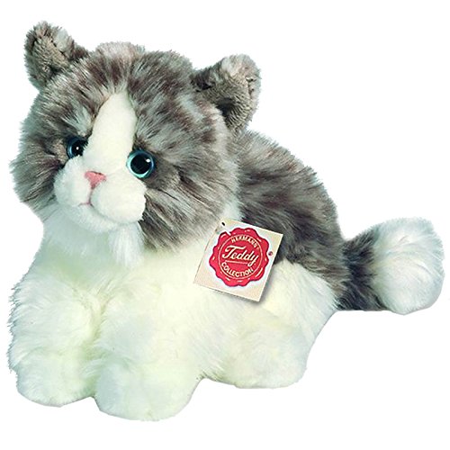 Preisvergleich Produktbild Hermann Teddy Collection 906728 - Plüsch-Katze sitzend, 23 cm, grau