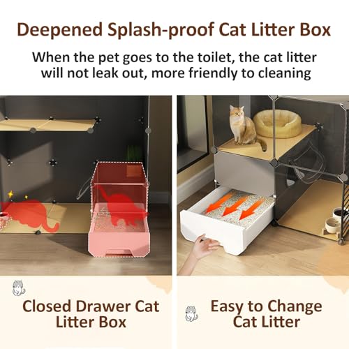 Cage pour chat intérieur modulable avec grand parc d'exercice amovible - 6