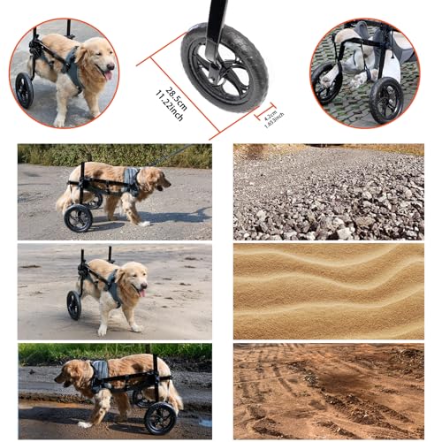 UIQELYS Großer Rollstuhl für Hunde, Riesenrollstuhl, grau, leichter Rollstuhl für Behinderten/Alt, verstellbar