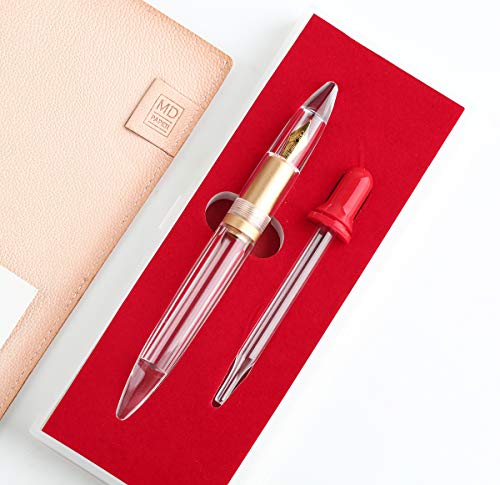 M2 Fountain Pen Extra Fine Nib, Metallic Champagne, Eye Dropper Filling,Transparent Large-Capacity, Anodized Aluminum Section #TOP1