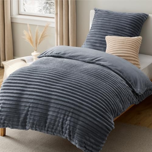BEDSURE Flanell Bettwäsche 135x200 - Winter Bettbezug mit 1 Kissenbezüge 80x80 cm, ÖKO-TEX Winterbettwäsche 135x200 Plüsch Warme Flauschig...