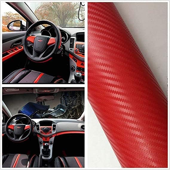Image of WALLMATE Carbon & Matellic Wrap Sheet Roll Film Sticker Decal Waterproof Car Styling Wrap Auto Vehicle Accessories (12x48 Inch,Red Carbon)