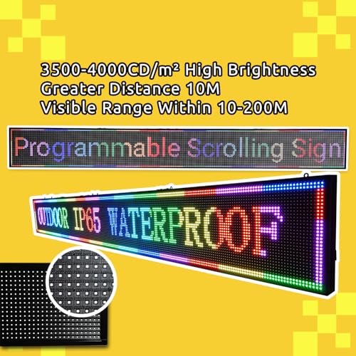 Image of P10 Programmable Scrolling LED SIGN 40 inchx14 inch LED Display, 4000cd /m High Brightness led Display with WIFI+USB, Indoor Outdoor Digital Sign Screen, SMD Technology Open Sign for Advertising Advertising