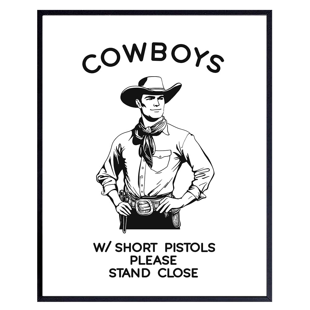 Funny Wall Art for Men - Guest Bathroom Decor - Western Wall Decor - Bathroom Art for Men - Funny Restroom Sign - Bath Decoration - Black and White