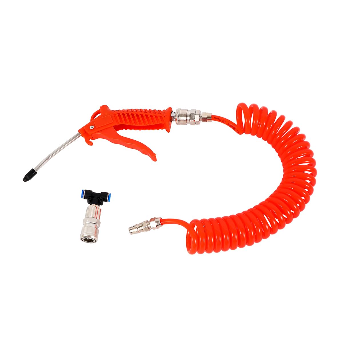 Lawazim Air Duster Gun Kit -4x6mm Orange- High Pressure Air Blow Gun with Coil Hose - Quick Connect Fittings for Air Compressor for Dust Debris Removal in Garage, Workshop, Automotive and DIY Cleaning