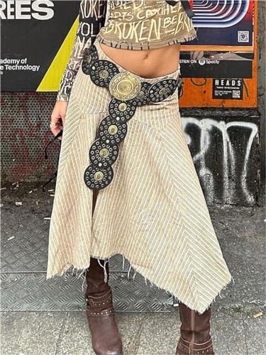 Alyweatry Women Wide Disc Leather Belt Western Style Vintage Boho Metal Buckle Y2k Aesthetic Hollow Concho Belt2