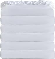 Culve White Twin Fitted Sheets 6-Pack Deep Pocket 15" - Brushed Microfiber, Color-Coded, OEKO-TEX Hotel & Airbnb Bulk Essentials 39x75"