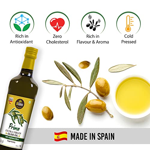 Image of DiSano Extra Virgin Olive Oil, Prima 1 Ltr (Glass Bottle), Made from 100% Premium Hojiblanca Olives