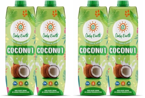 Image of Only Earth Coconut Drink | Best for Coffee, Tea, Cereals, Shakes or As Is | 40% Coconut Water + 59% Coconut Milk | Dairy Free | Unsweetened | Plant-Based | Source of Calcium | Preservatives Free | No Added Sugar | No Trans-Fat |Thai Coconuts (Pack 2)