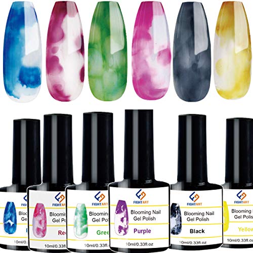 FIGHTART Magic Blooming Esmalte de uñas Acuarela Flor Diseño de mármol Manicura Pedicura Nail Art 10ml Cada 6 colores