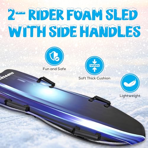 image for Slippery Racer Downhill Falcon Adults and Kids Foam Toboggan Snow Sled