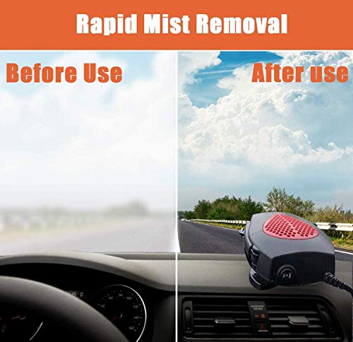 QIFUN Portable 12V Car Heater Fast Heating Quickly Defrost Defogger Demister Heating & Cooling Fan Auto Dryer Windshield Defroster Plug in Cigarette Lighter (Car Heater)