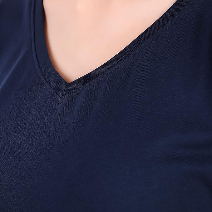 Image of Women's 3 /4 Sleeves Regular Fit V-Neck Cotton T-Shirt