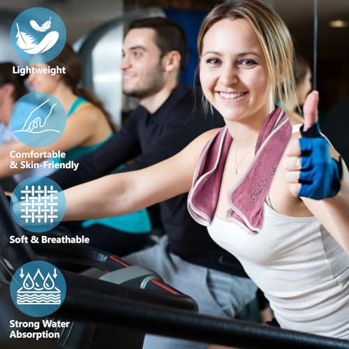 Guirnd Microfiber Gym Towels, Women & Men Quick Dry Workout Towels, Super Soft Sports Towel for Fitness, Yoga, Swimming, Running, Outdoor Sports (Blue + Pink) - Image 5