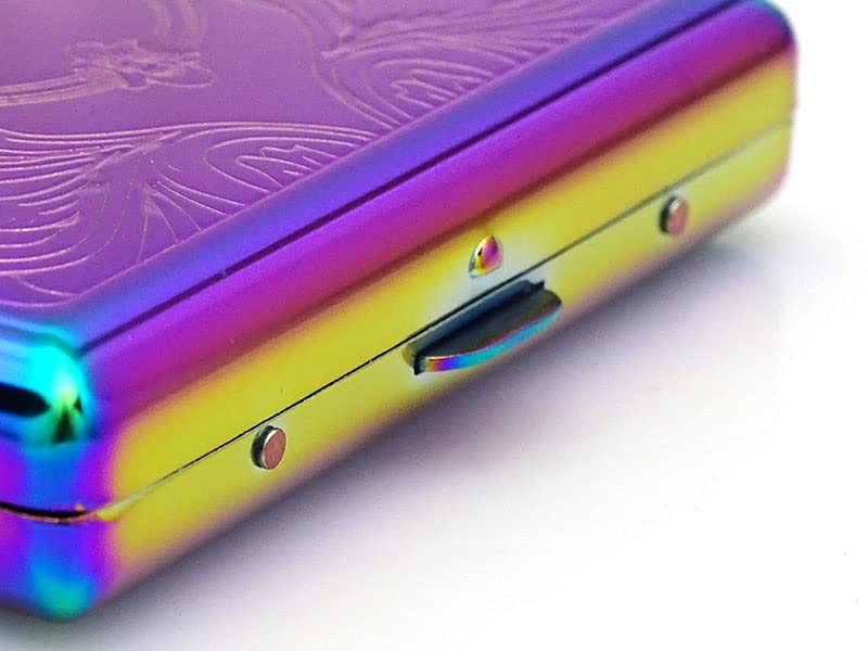 Cigarette Case Metal Elegant in Rainbow Colours for 20 Cigarettes with  Metal Hanger (Rainbow