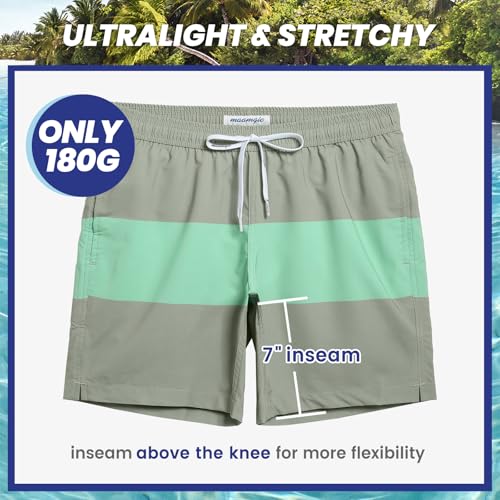 Image of maamgic Mens 7 inch Stretch Swim Trunks Quick Dry Mesh Lining Swimwear Bathing Suits