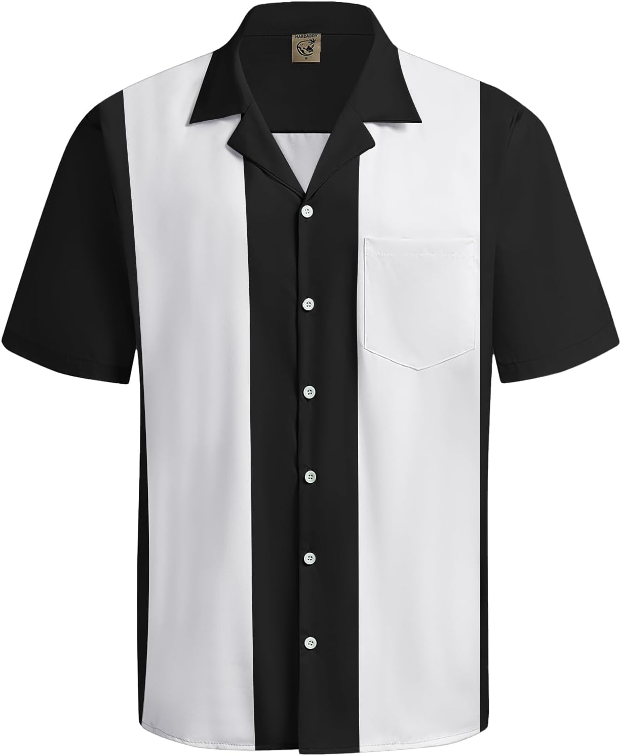 Hardaddy Men's Camp Collar Retro Vintage Bowling Button Down Shirt with Pocket Casual Short Sleeve Beach Shirts Summer