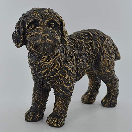 Estatua de Perro Cockapoo grande en bronce frío 17cm