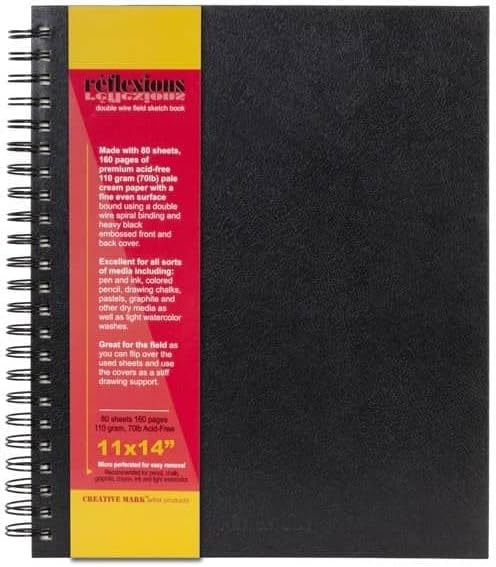 Creative Mark - Cuaderno de bocetos de doble alambre, apto para medios mixtos, papel texturizado con tapa dura para bocetos, rotuladores, lápices de