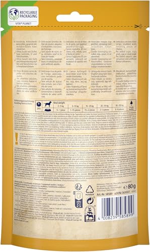 Vitakraft Pure Chicken Filets, Hundeleckerli, Hühnchenfilet mit Käse, Hunde Trainingsleckerli, ohne Zusatz von Zucker (9x 80g)