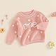 Baby Herbst Pullover Geburtstag Pullover One Stickerei Pullover Erster Geburtstag Rippenstrickpullover Baby 1. Geburtstag Strickpullover Langarm Blumen Buchstaben Pullover (Rosa-A, 9-12 Months)