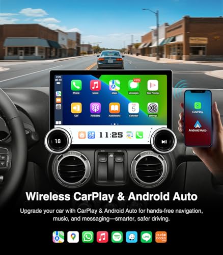 Car Stereo Radio Replacement Upgrade for Jeep Wrangler JK 2007-2018 Dodge Ram Pickup 2009-2012 Wired Wireless CarPlay Android Auto GPS Navigation Touchscreen Head Unit (Double Knobs 4+64) - image 5