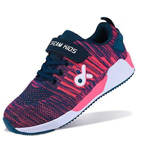 Kids Lightweight Breathable Running Sneakers Easy Walk Sport Casual Shoes for Boys Girls Purple Pink US Size 3 Big Kid